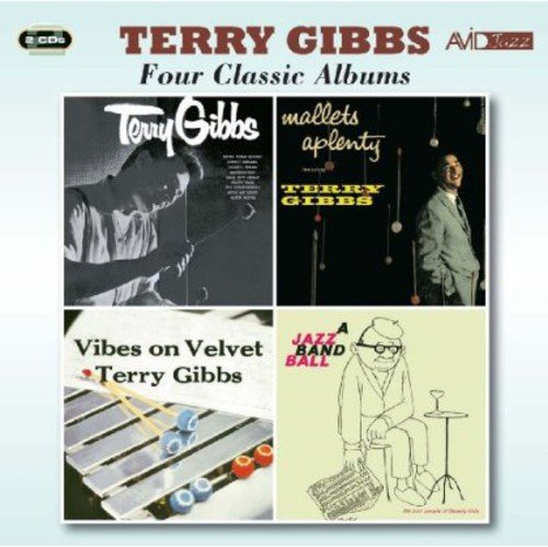 "Terry Gibbs' 2-CD album cover featuring a collage of four album covers."