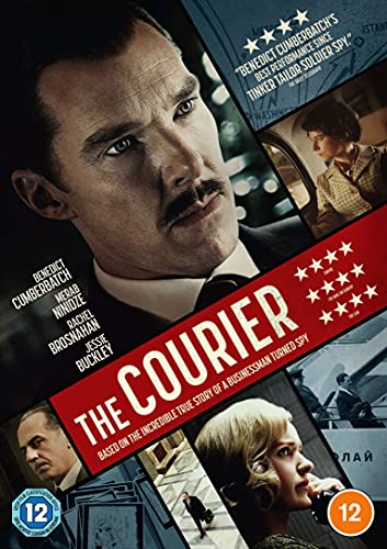 DVD cover for "The Courier" featuring Benedict Cumberbatch and Rachel Brosnahan.