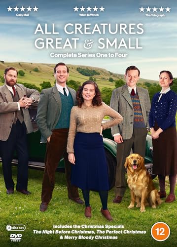 DVD cover featuring the cast of All Creatures Great and Small with a dog.