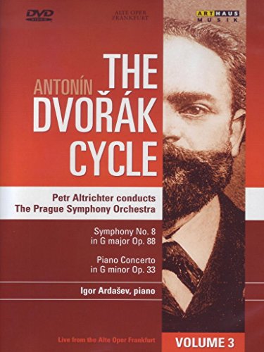 Red DVD cover featuring a black and white portrait of Antonin Dvorak.