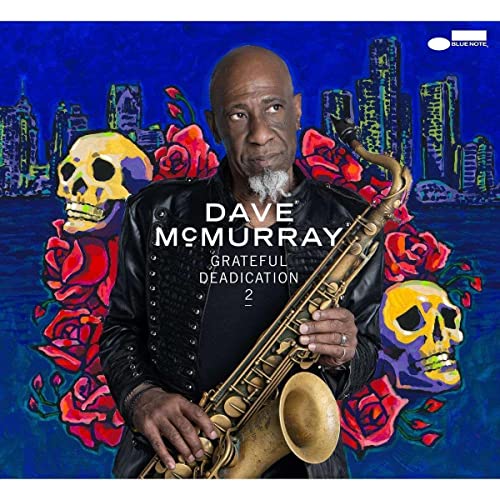 Dave Murray album cover with skulls, roses, and saxophone.