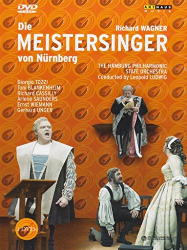 DVD cover for "Die Meistersinger von Nurnberg" with opera singers on an orange background.