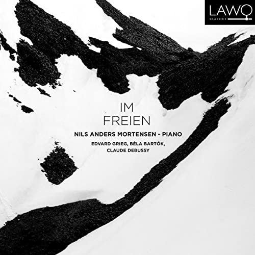 CD cover for "Im Freien" by Nils Anders Mortensen, abstract black brushstrokes.