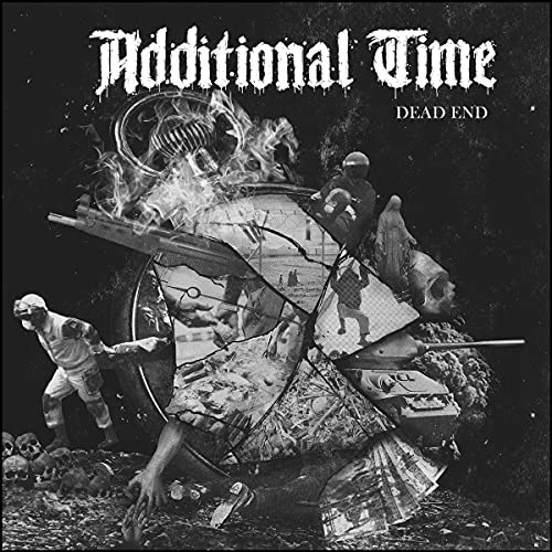 Album cover for Additional Time’s “Dead End” with surreal, dark imagery.