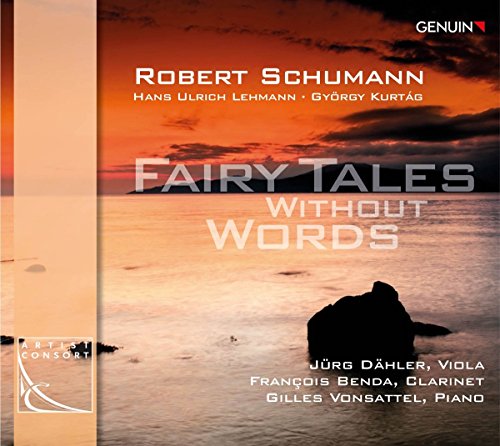 CD cover with "Fairy Tales Without Words" text, serene ocean scene at sunset.