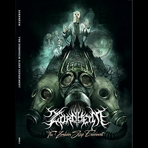 CD cover for "The Zornheim Sleep Experiment" featuring a ghostly castle and gas mask.