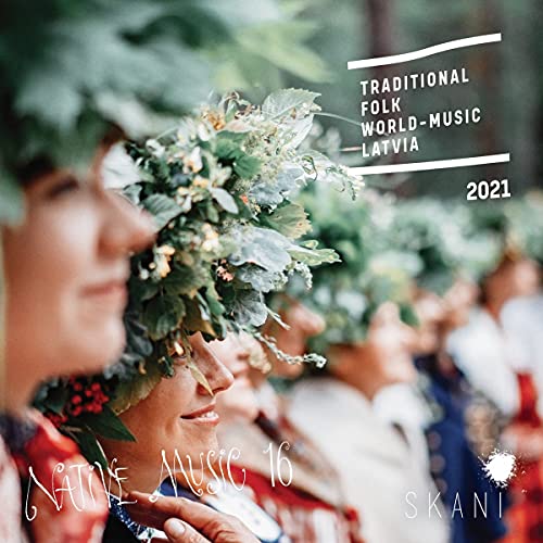 CD cover featuring women in floral wreaths, Latvian folk music theme.