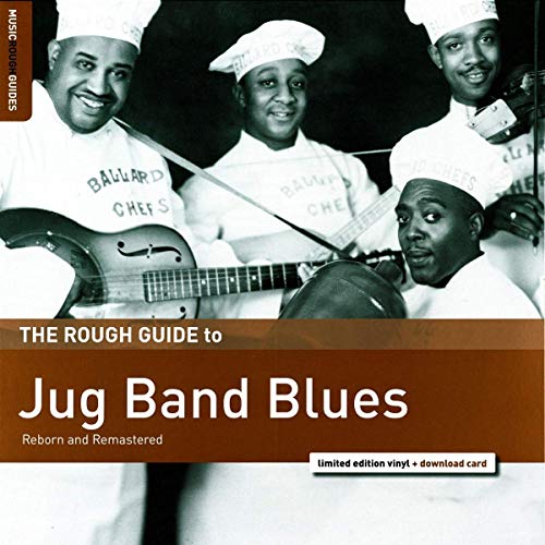 "Album cover featuring four men in chef hats holding musical instruments, black and white photo."