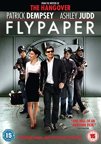 Flypaper" DVD cover featuring Patrick Dempsey and Ashley Judd with a heist team.