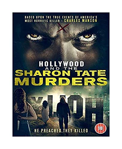 DVD cover for “Hollywood And The Sharon Tate Murders” with menacing imagery.