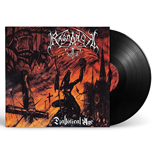 Ragnarok album cover with demonic imagery and a black vinyl record.