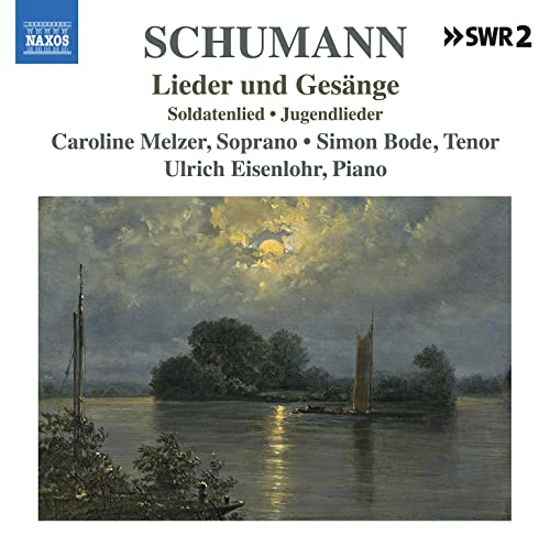 CD cover for Schumann Lieder featuring a moonlit waterscape painting.