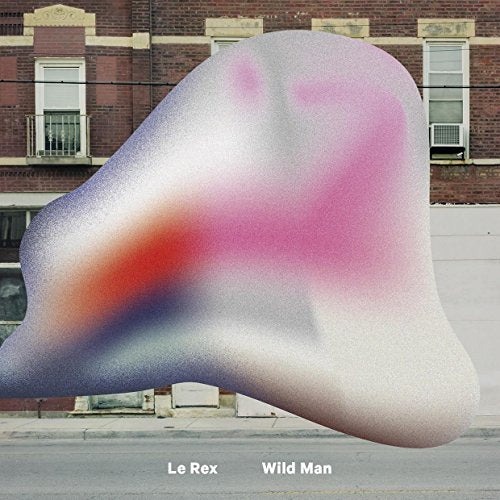 Album cover featuring a blurred, colorful shape against a brick building background.