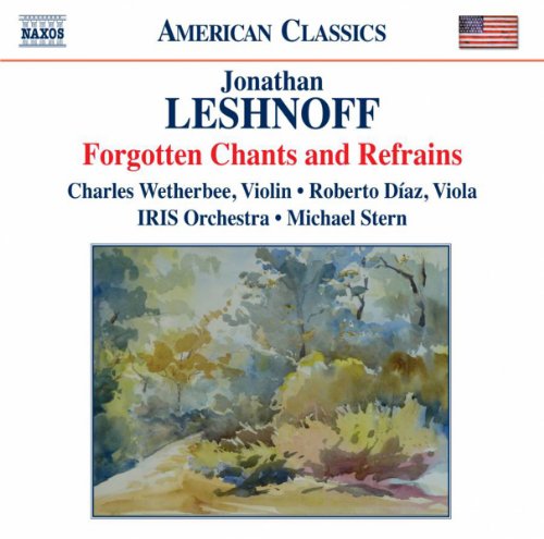 CD cover for Jonathan Leshnoff orchestral works with watercolor landscape.