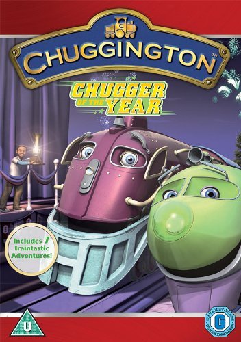 DVD cover featuring two anthropomorphic trains and a man on a stage.