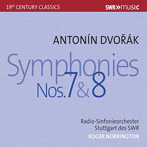 A light purple CD cover with blue and black text, featuring "Antonín Dvořák Symphonies Nos. 7 & 8".