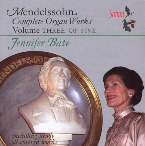 CD cover featuring a bust of Mendelssohn and a portrait of Jennifer Bate.