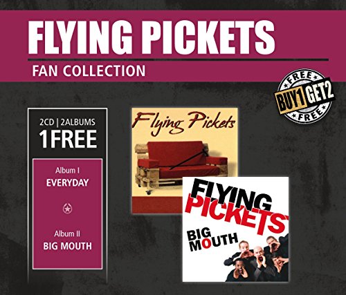 CD covers for Flying Pickets' "Everyday" and "Big Mouth" albums shown.