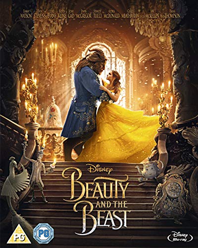 Beauty and the Beast Blu-ray cover featuring Belle and the Beast dancing.