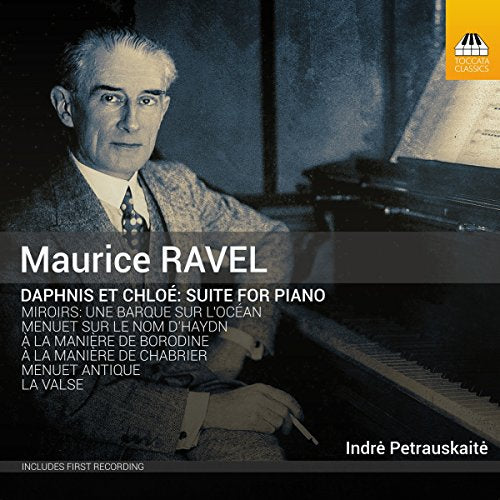 Maurice Ravel CD cover featuring a black-and-white photo of Ravel at a piano.