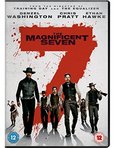 DVD cover for "The Magnificent Seven" featuring seven figures walking forward.