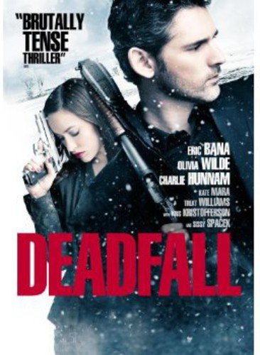 DVD cover for "Deadfall" featuring Eric Bana and Olivia Wilde with guns.