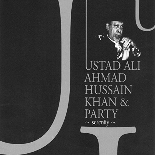Black and white CD cover featuring Ustad Ali Ahmed Hussain Khan singing.