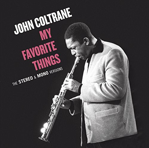 John Coltrane album cover featuring a black and white portrait playing saxophone.