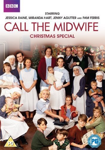 DVD cover featuring a group of midwives and children in a festive setting.