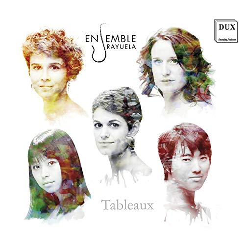 "CD cover featuring five women's portraits in watercolor style against a white background."