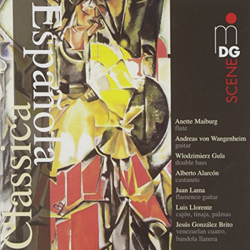 "CD cover with abstract art and musician names in white text on dark background."