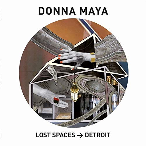 Vinyl record cover: abstract hands and architectural interior in orange tones.