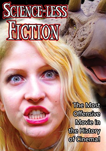 DVD cover for "Scienceless Fiction" featuring a woman and dinosaur.