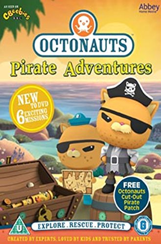 "Octonauts DVD cover featuring cartoon bears in pirate costumes with a treasure chest."