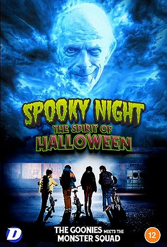 DVD cover for "Spooky Night" featuring a ghostly face and children on bikes.
