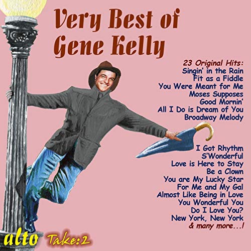 Gene Kelly album cover featuring him dancing in the rain with an umbrella.