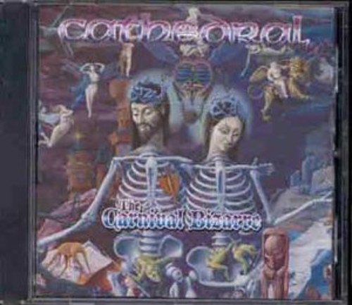 Cathedral album cover featuring skeletons of a man and woman surrounded by surreal imagery.
