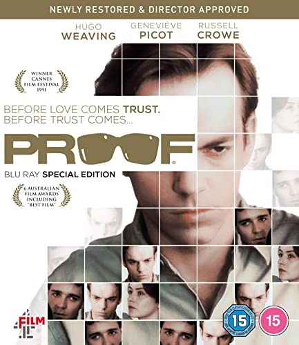 Blu-ray cover for the film Proof featuring a grid of character close-up portraits.
