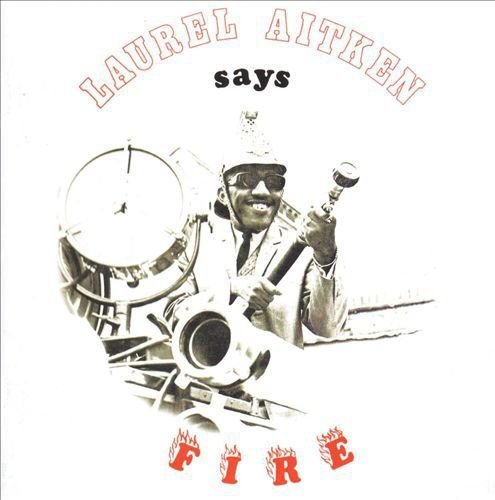 Vintage album cover featuring a drummer with a fire hose and flames.