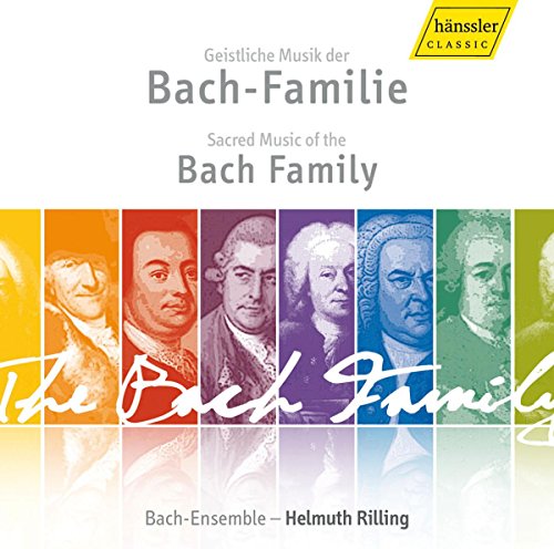 "CD cover with portraits of Bach family members in a rainbow grid."