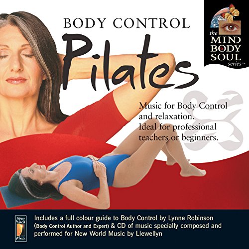 Pilates CD cover featuring a woman in blue performing a Pilates exercise.