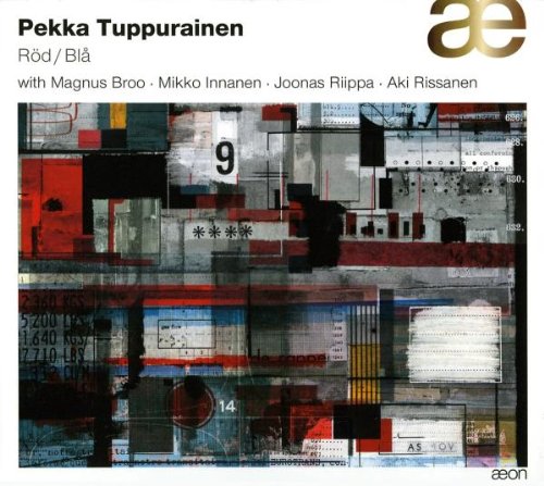 "Album cover with abstract collage artwork, featuring red, black, and grey tones."