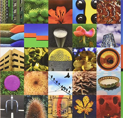 CD cover with a grid of colorful, diverse images: buildings, nature, objects.
