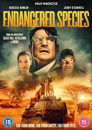 Endangered Species" DVD cover featuring a man, woman, dogs, and African landscape.