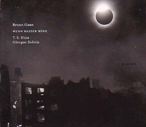"Black and white CD cover with a cityscape and solar eclipse image."