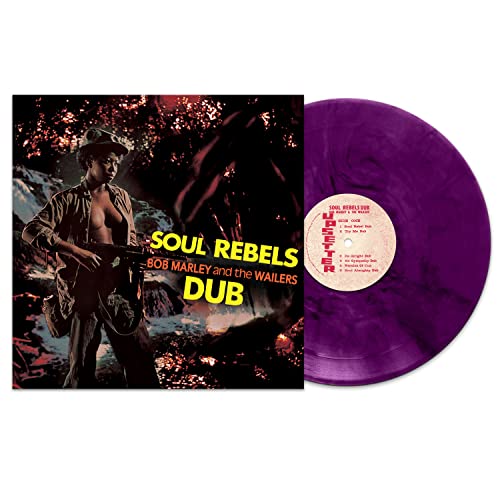 Bob Marley album cover and purple vinyl record, "Soul Rebels Dub".