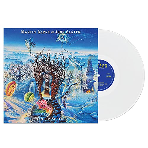 Winter Setting" vinyl record cover with surreal winter landscape and white disc.