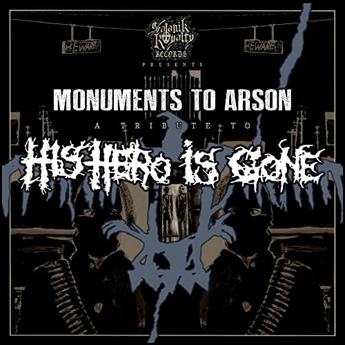 Album cover for "Monuments To Arson," dark imagery with text and fences.