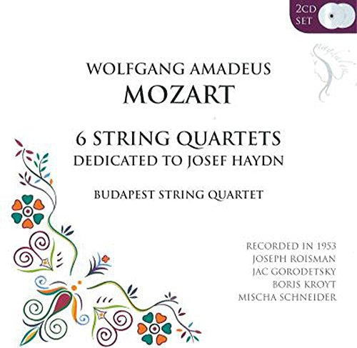 CD cover for Mozart string quartets performed by the Budapest Quartet.