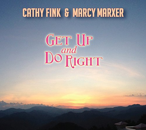 "Album cover with 'Get Up and Do Right' text over a mountain landscape at sunrise."